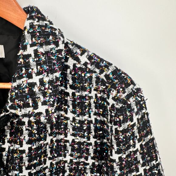 LOFT Metallic Tweed Cropped Shirt Jacket Blazer Button Up // L - Picture 7 of 11